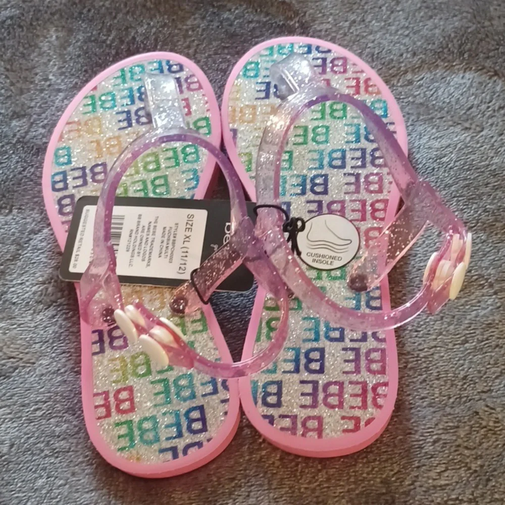NWT BEBE GIRLS PINK & COLORFULL SANDELS SIZE 11/12